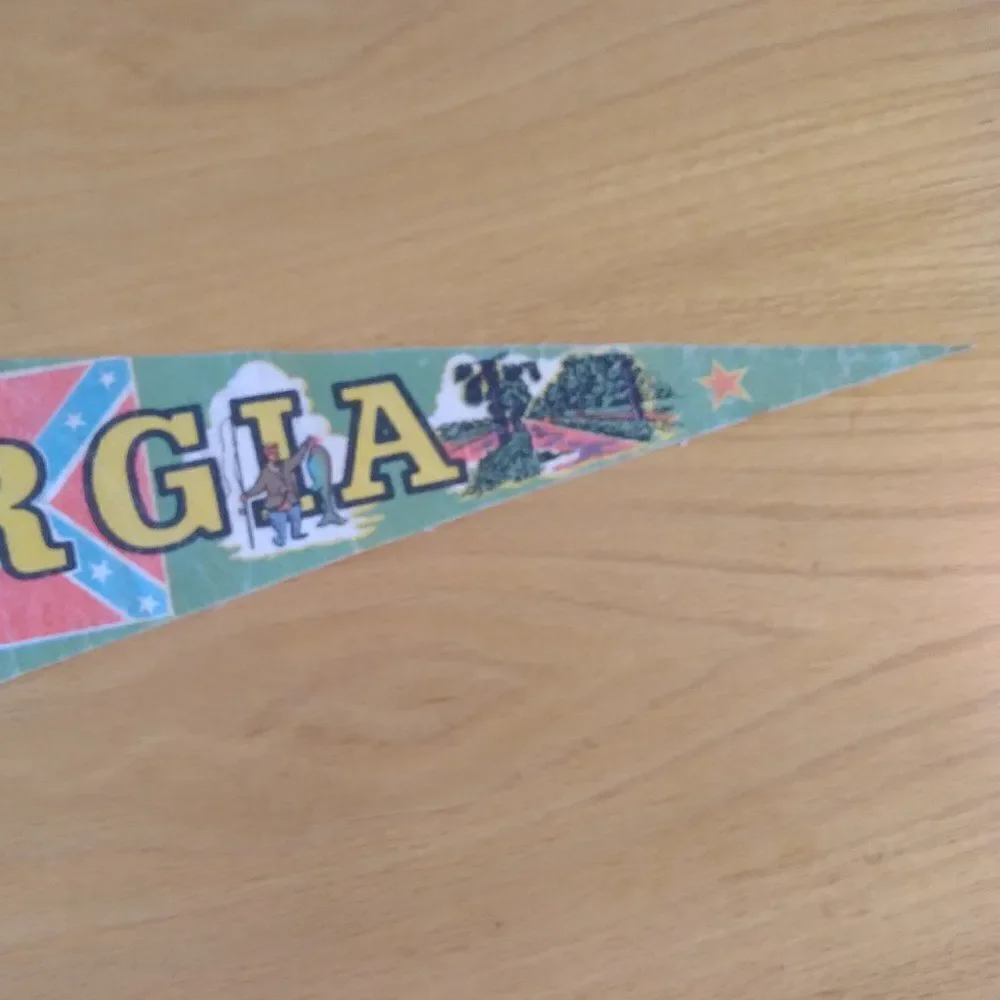 Vintage 60s Georgia Peach State Neon Pennant Flag